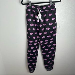 PlayGear Black & HotPink Bratz All Over Logo Drawstring Nostalgic Joggers Size L
